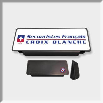 CLIP PARE-SOLEIL RETRO-REFLECHISSANT SECOURISTE FRANCAIS CROIX BLANCHE
