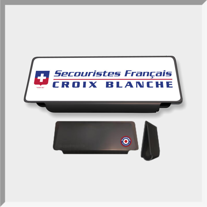 CLIP PARE-SOLEIL RETRO-REFLECHISSANT SECOURISTE FRANCAIS CROIX BLANCHE