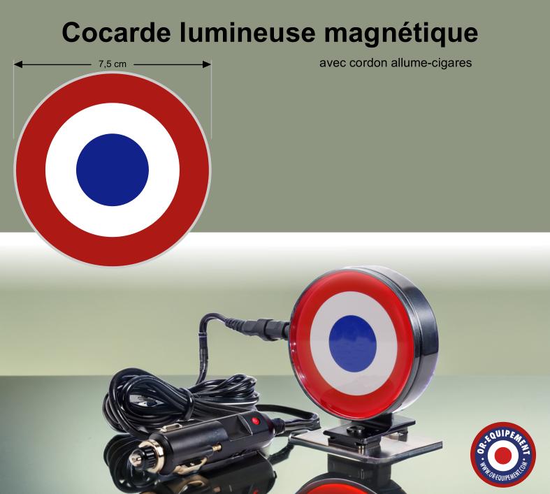 COCARDE LUMINEUSE MAGNÉTIQUE