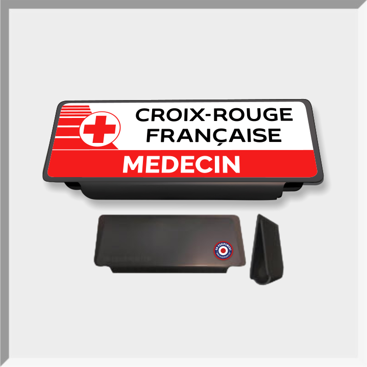 CLIP PARE-SOLEIL RETRO-REFLECHISSANT CROIX ROUGE FRANCAISE MEDECIN