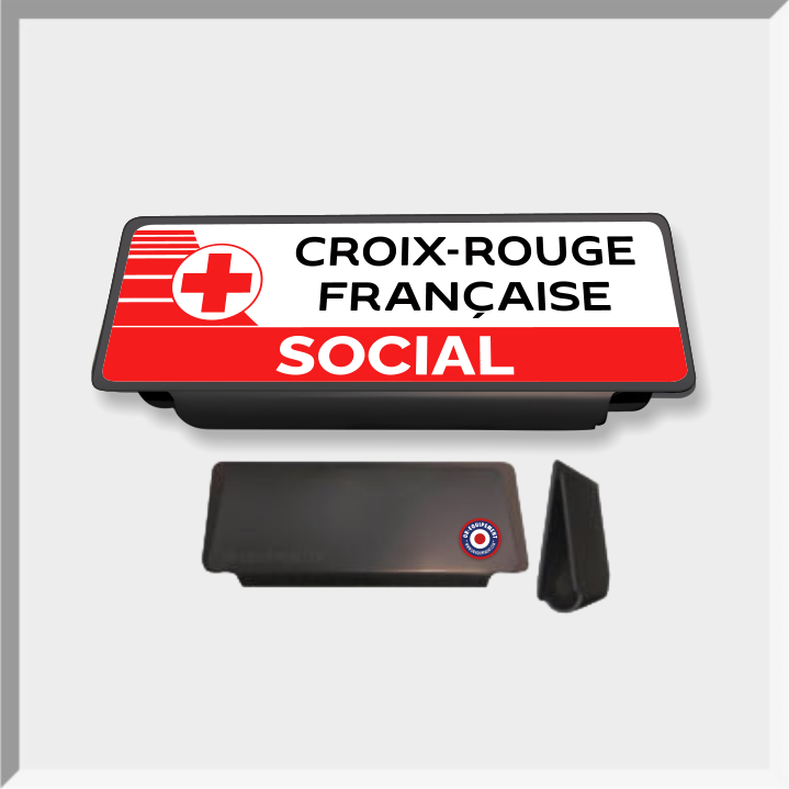 CLIP PARE-SOLEIL RETRO-REFLECHISSANT CROIX ROUGE FRANCAISE SOCIAL