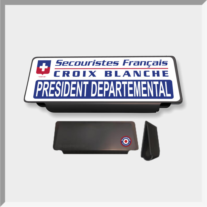 CLIP PARE-SOLEIL RETRO-REFLECHISSANT SF CROIX BLANCHE PRESIDENT DEPARTEMENTAL